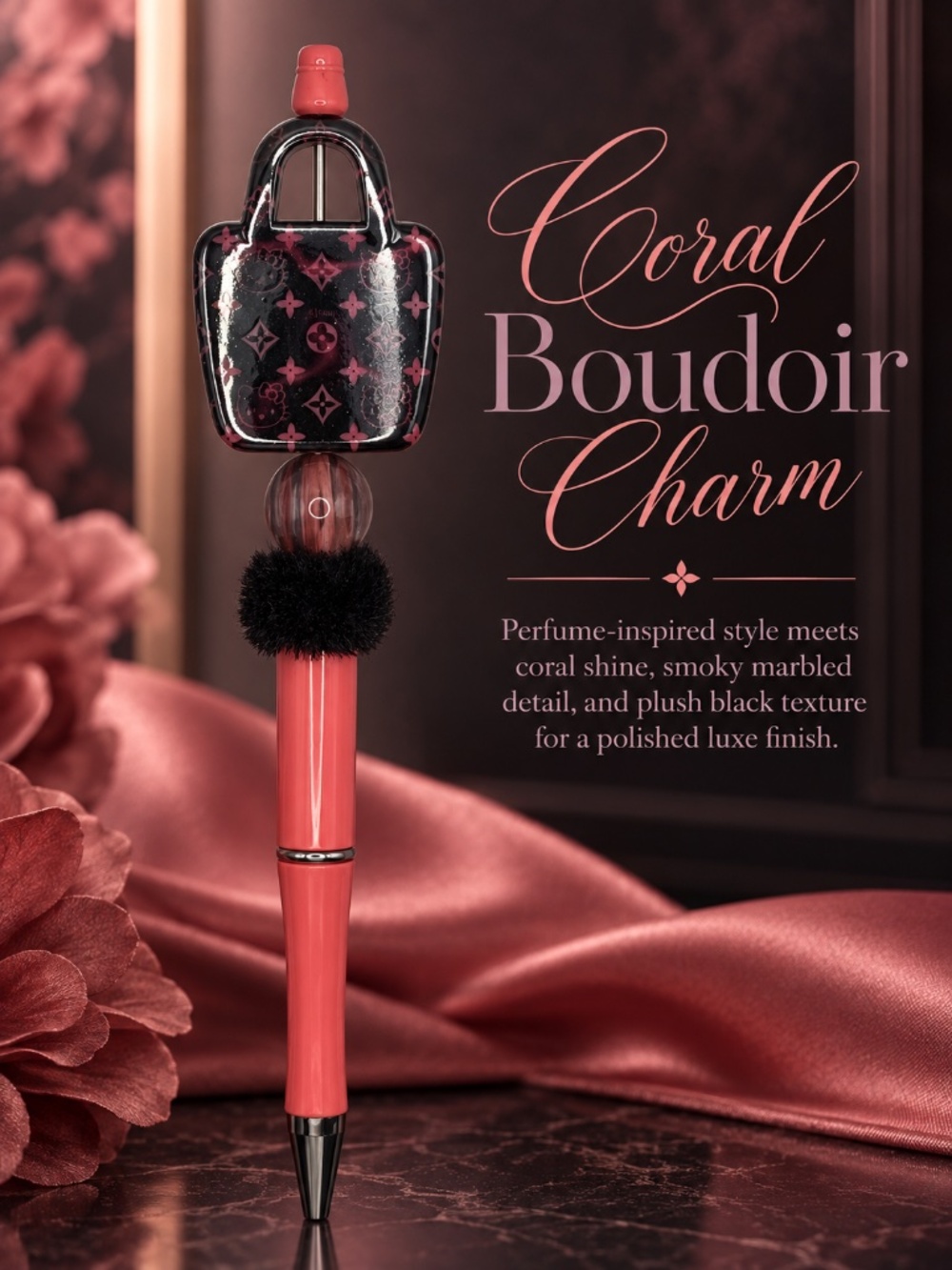 Coral Boudoir Charm Pen